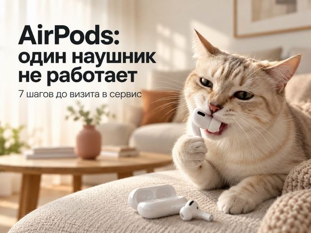 AirPods: один наушник не работает — 7 шагов до визита в сервис