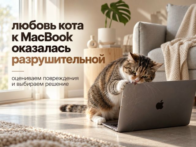 Кот погрыз MacBook: что делать и какой ремонт понадобится