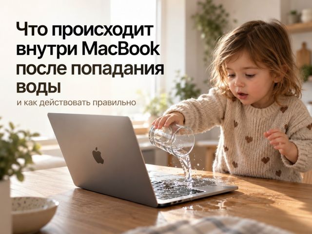 На MacBook пролили воду: что делать в первые минуты, чтобы спасти устройство