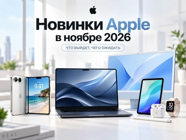 Новинки Apple в ноябре 2026 — MacBook M6, iPad mini и OLED
