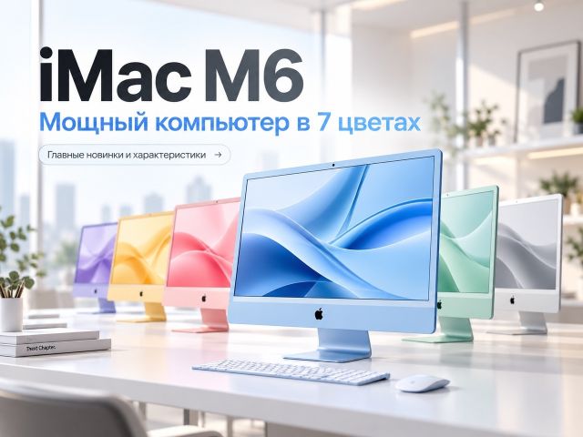 Новый iMac M6 2026: характеристики, 7 цветов и отличия от iMac M4